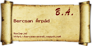 Bercsan Árpád névjegykártya